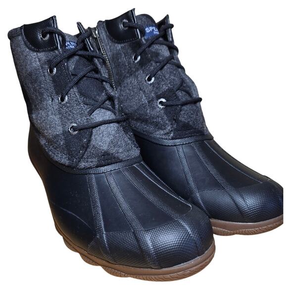 Sperry Saltwater Buffalo Check Duck Boot Msrp $110 Womens Size 8 Excellent - Picture 4 of 8